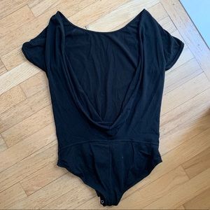 Free People Black Scoop Open Back tee body suit